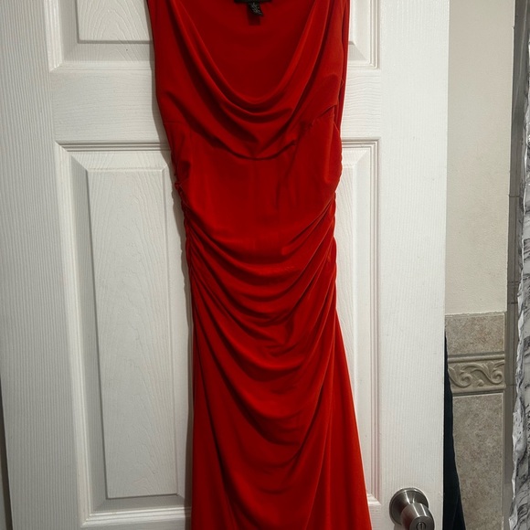 Ralph Lauren Orange Cowl Neck Cocktail Dress - Picture 3 of 7